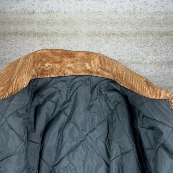 Vintage 90s Carhartt Jacket Mens L Tan Cotton Canvas Insulated Full Zip - Picture 4 of 4